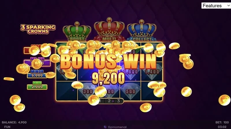 3 Sparking Crowns bónusvinningur
